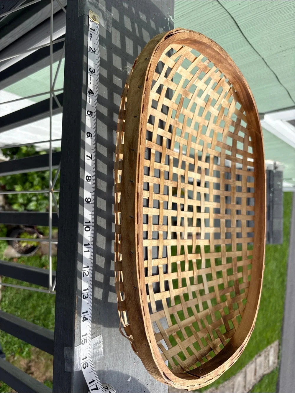 Natural Woven Oval Serving Basket - Light Brown